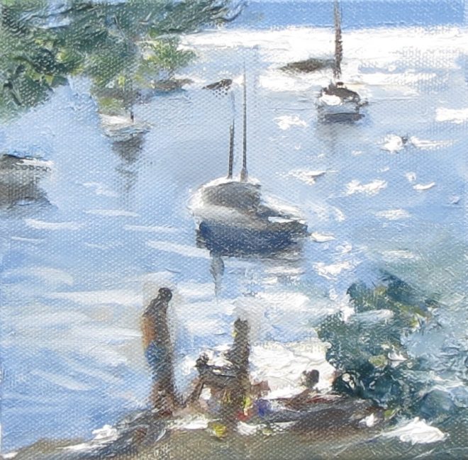 Sparkling Bay, South of France 15x15cms
