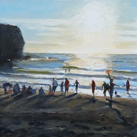 Painting - Sunlit Waves, Llangrannog by Dai David Art