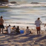 dai david art beach painting llangrannog wales
