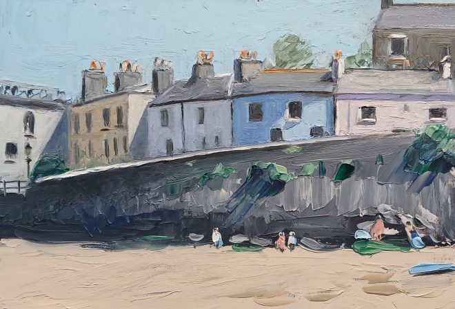 Dai David Art Tenby painting, Pembrokeshire - Pier Hill