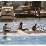 Dai David Art - male figurative painting rower-Team Spirit