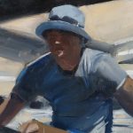 Dai David Art - male figurative painting rower-The Blue Hat