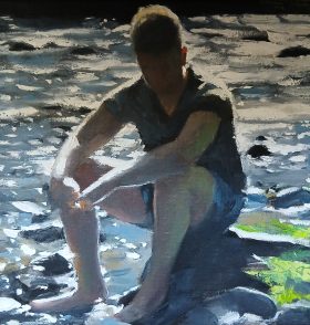 Dai David Art - male figurative painting riverside