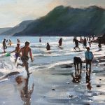 dai david art beach painting gower wales - study